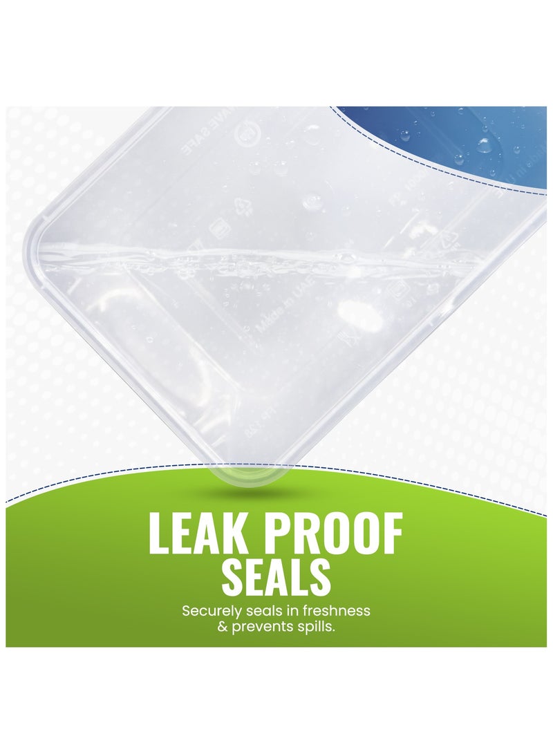 إس إن إتش باكينج SNH تعبئة 24 عبوة حاويات طعام بلاستيكية شفافة مستطيلة بسعة 1000 مل آمنة للاستخدام في الميكروويف مع أغطية، صناديق شفافة لتخزين الطعام وتحضير الوجبات، قابلة لإعادة الاستخدام، مثالية للوجبات الجاهزة وأخذ الطعام. - Image 3