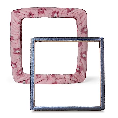 ICZW Gripper Strip Frame Punch Needle Rug Hooking Frame with Frame Cover 19.6" x 19.6" (Pink) - Image 1