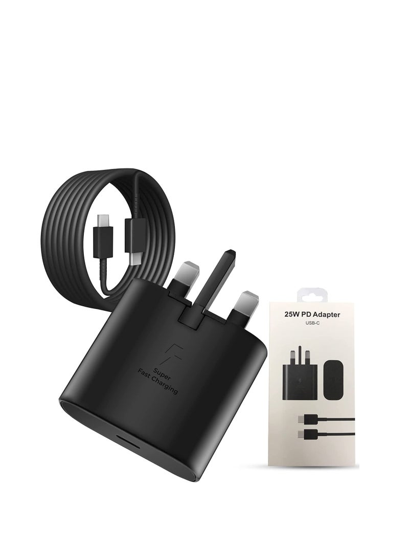 شاحن سريع للغاية بقوة 25 وات لهاتف سامسونج، قابس شحن الهاتف USB C وكابل لهاتف Galaxy S23 Ultra S23 S21 S20 A54 A53 A73 5G، بديل لمحول الطاقة الحائطي Superfast PD Type C الأصلي من Android - Image 2