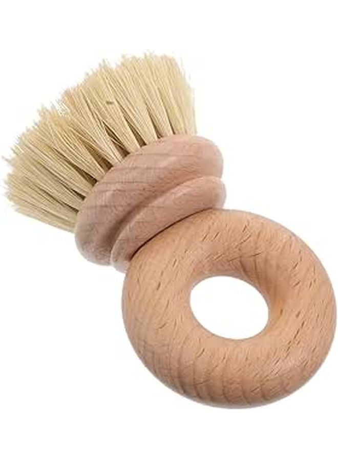 Beech Wood Dish Scrub Brush With Sisal Bristles For Kitchen Pans And Vegetables - Image 1
