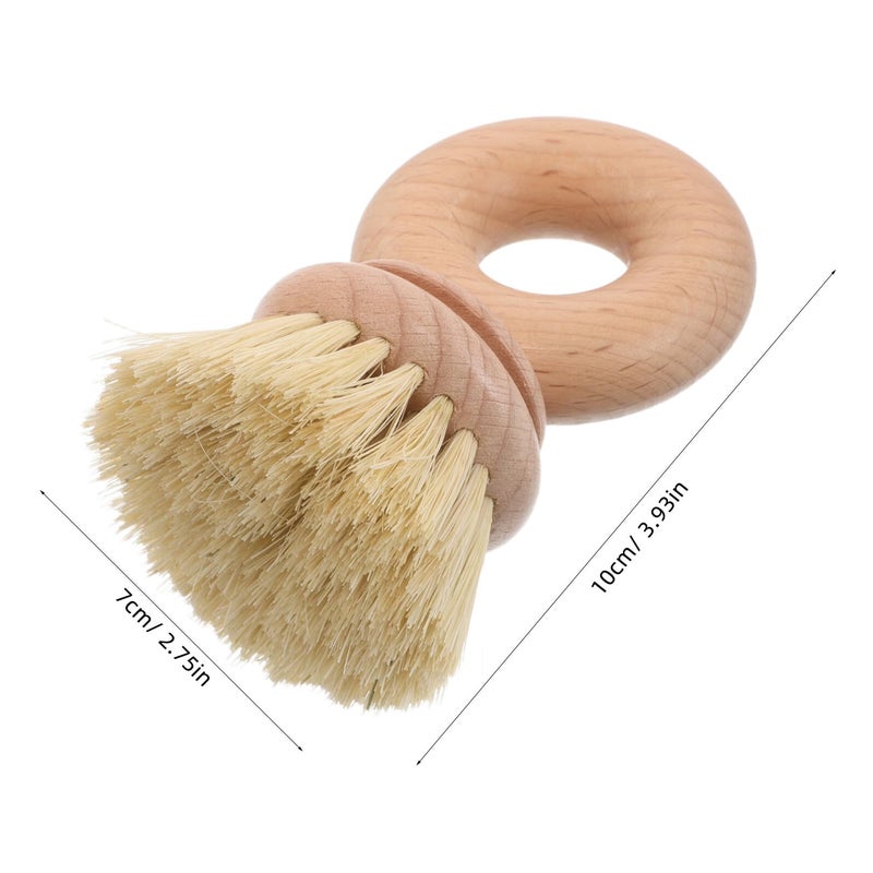 Beech Wood Dish Scrub Brush With Sisal Bristles For Kitchen Pans And Vegetables - Image 3