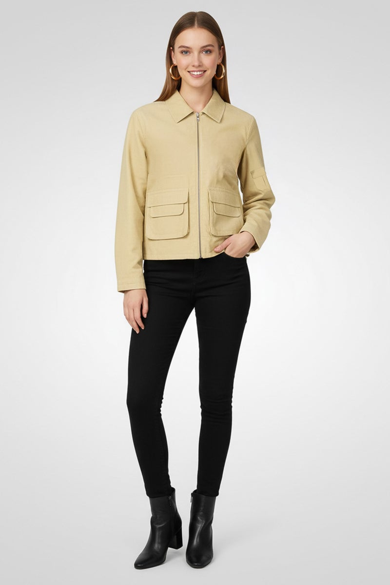ASOS جاكيت باركا بغطاء رأس منسوج للنساء، بيج - Image 2