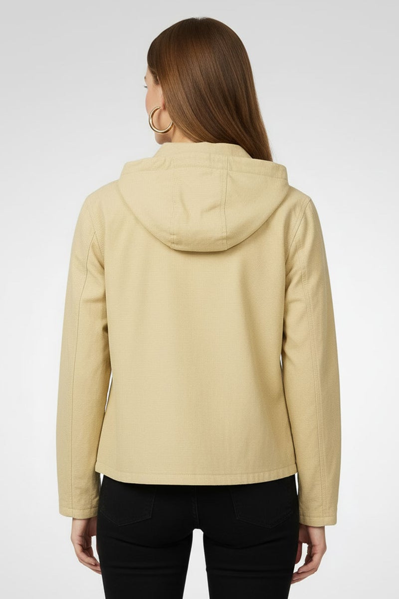 ASOS جاكيت باركا بغطاء رأس منسوج للنساء، بيج - Image 4