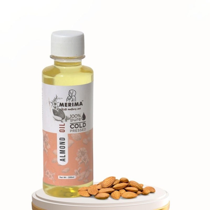 Merima 100 Pure  Natural ColdPressed Almond Oil Deeply Moisturizing  Nourishing  NonGreasy  FastAbsorbing  Ideal for Massage Aromatherapy  Beauty 200ml