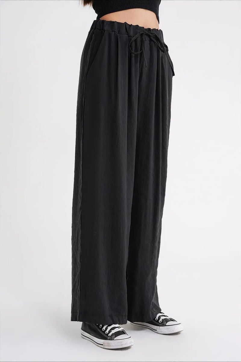 Mixray High Waist Modal Pleated Palazzo Pants with Drawstring - Image 4