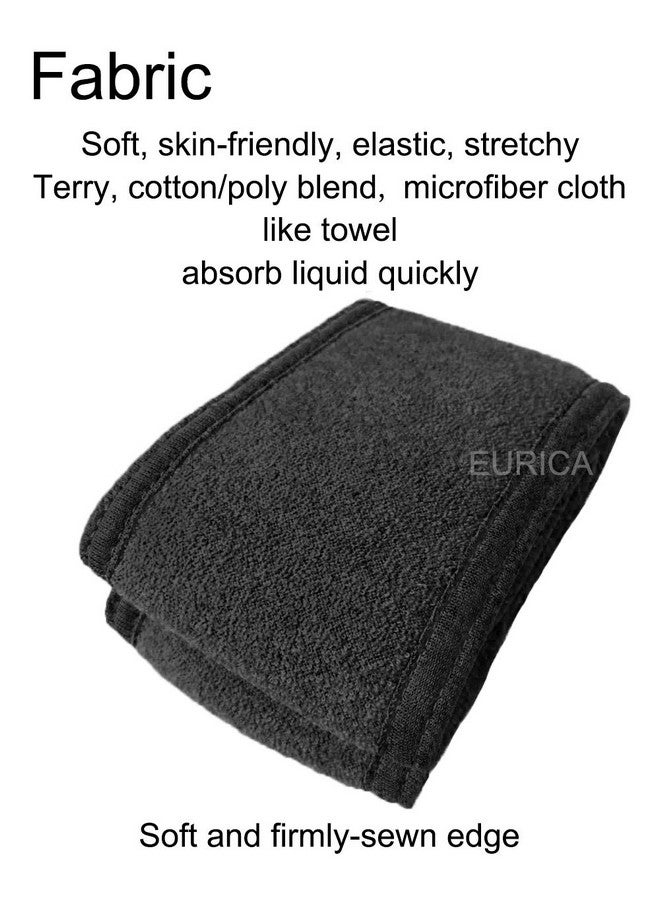 EUICAE Spa Headband Hair Wrap Pack Of 5 All Black Sweat Headband Head Wrap Hair Towel Wrap Nonslip Stretchable Washable Makeup Headband For Face Wash Facial Treatment Sport Fits - Image 4
