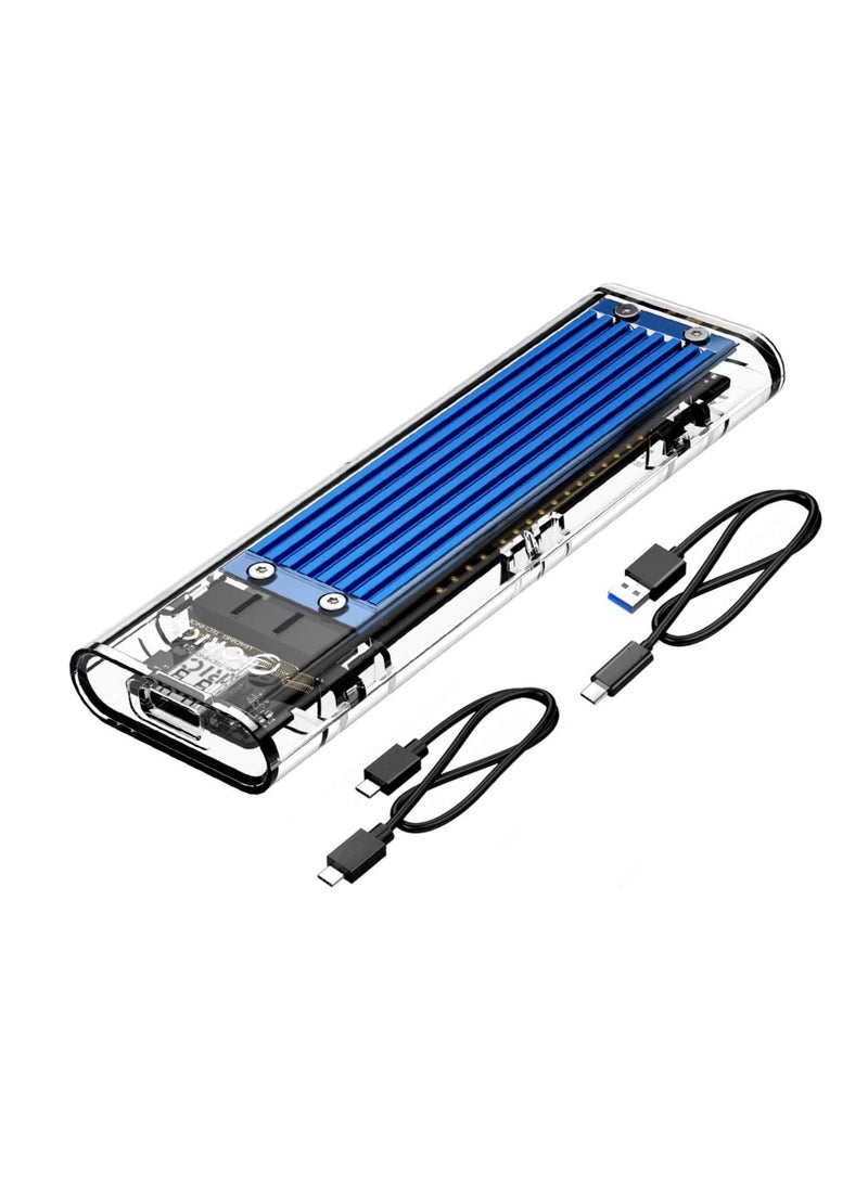 "M.2 NVMe SATA SSD Tool-Free Enclosure, USB 3.1 Type-C 10Gbps to M.2 SSD for SATA/Non-Volatile Memory M.2 (M-Key/B+M) SSD, Supports 2230/2242/2260/2280, Up to 2TB – Blue" - Image 1