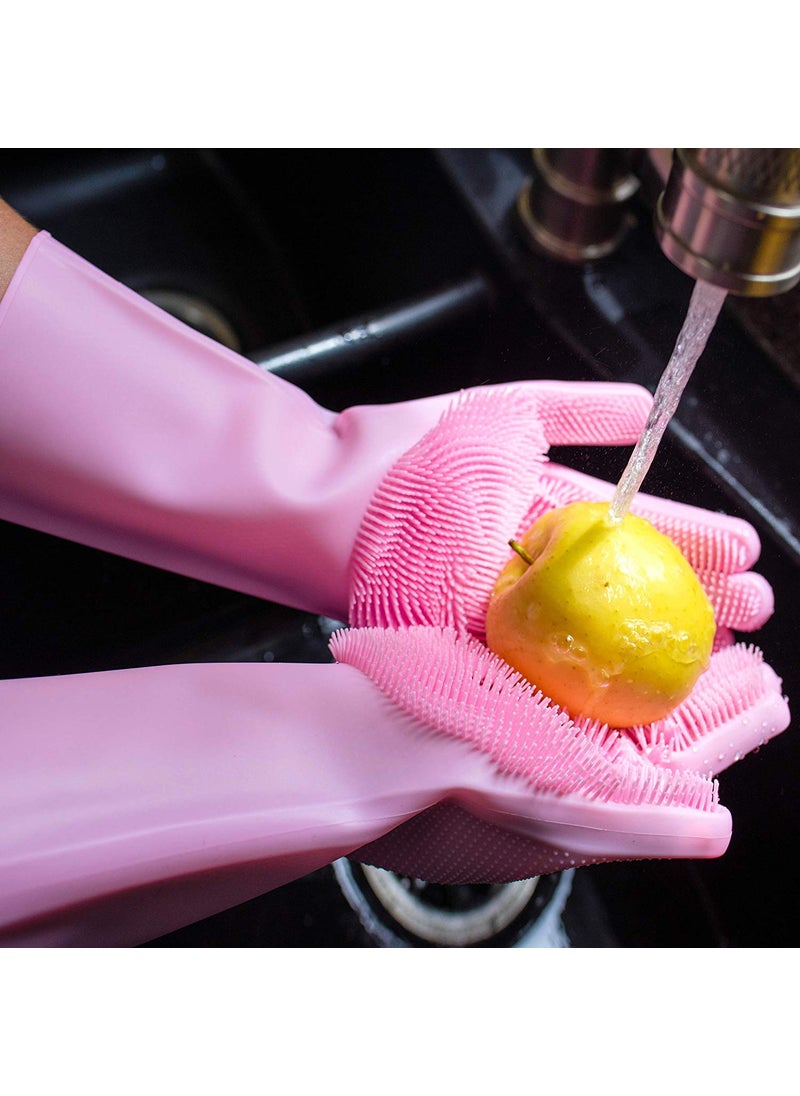 BeatStock BeatStock, Magic Silicone Scrubbing Gloves, Scrub Cleaning Gloves with Scrubber for Dishwashing and Pet Grooming, Latex Free (Colour May be Vary on Stock Availability)  - Image 3