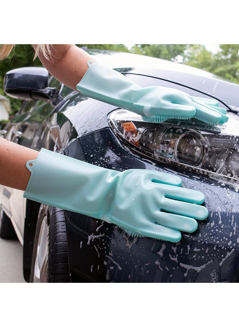 BeatStock BeatStock, Magic Silicone Scrubbing Gloves, Scrub Cleaning Gloves with Scrubber for Dishwashing and Pet Grooming, Latex Free (Colour May be Vary on Stock Availability)  - Image 4