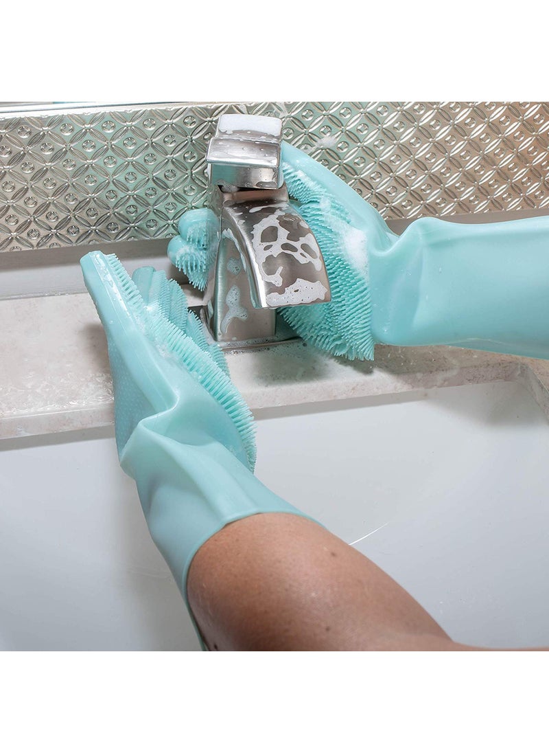 BeatStock BeatStock, Magic Silicone Scrubbing Gloves, Scrub Cleaning Gloves with Scrubber for Dishwashing and Pet Grooming, Latex Free (Colour May be Vary on Stock Availability)  - Image 2