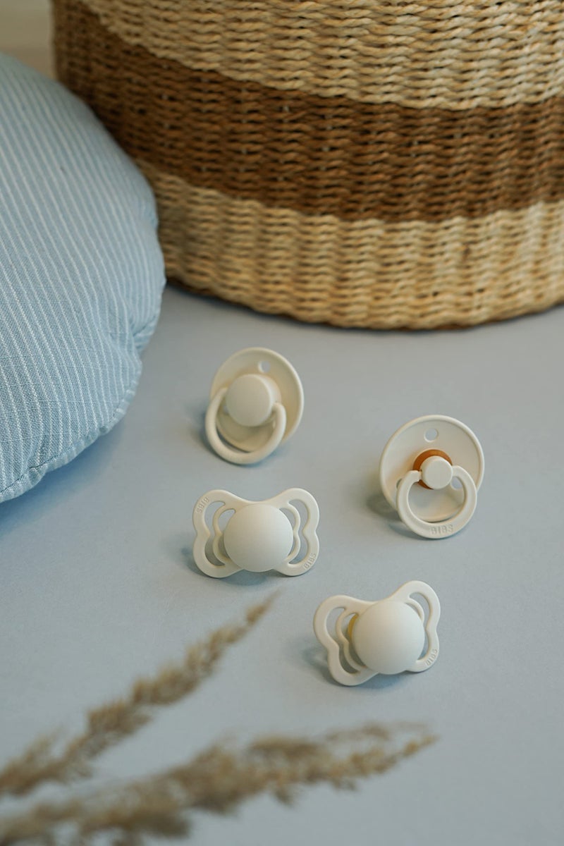 BIBS Pacifiers 0-6 Months | 3-Pack Soothers | BPA-Free Round, Anatomical & Symmetrical Nipple | Made in Denmark | Ivory Try-It Collection (Blush) - Image 4