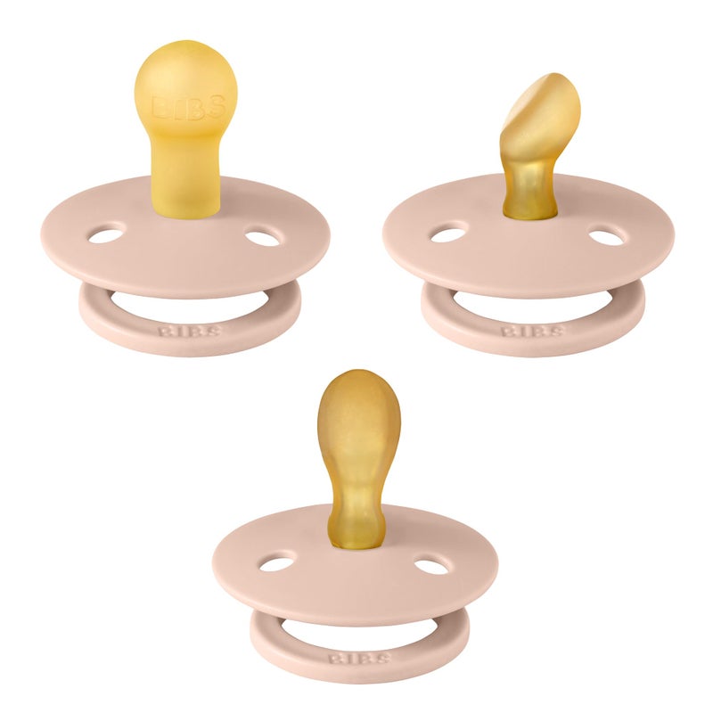 BIBS Pacifiers 0-6 Months | 3-Pack Soothers | BPA-Free Round, Anatomical & Symmetrical Nipple | Made in Denmark | Ivory Try-It Collection (Blush) - Image 2