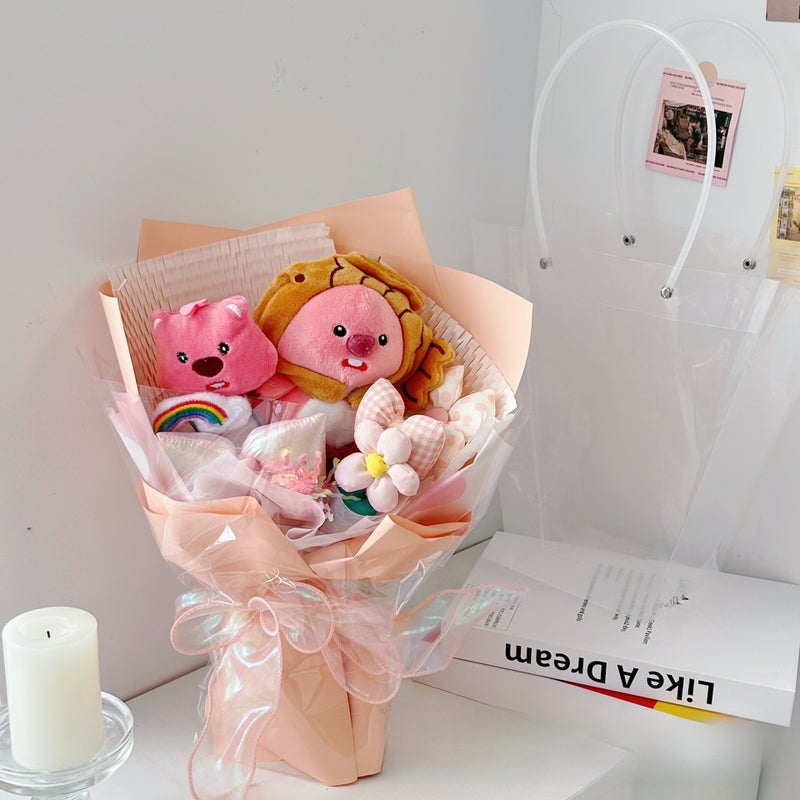 Generic Teachers Day Plush Bouquet Stuffed Toy Gift WO014-ruby beaver tote bouquet gift bag greeting card lamp 