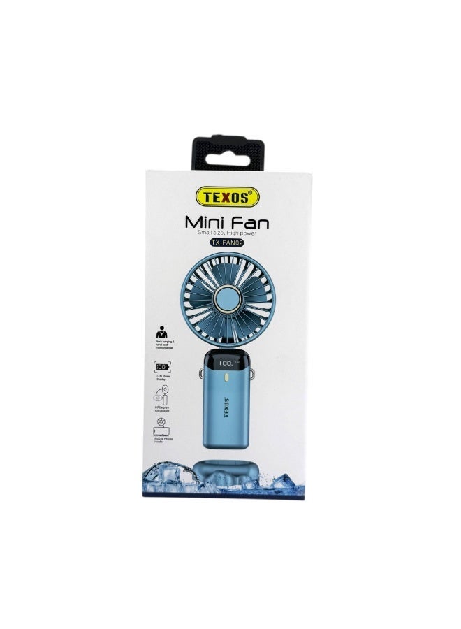 Texos Mini Fan TX-FAN02 Portable Rechargeable Handheld and Neck Fan - Image 1