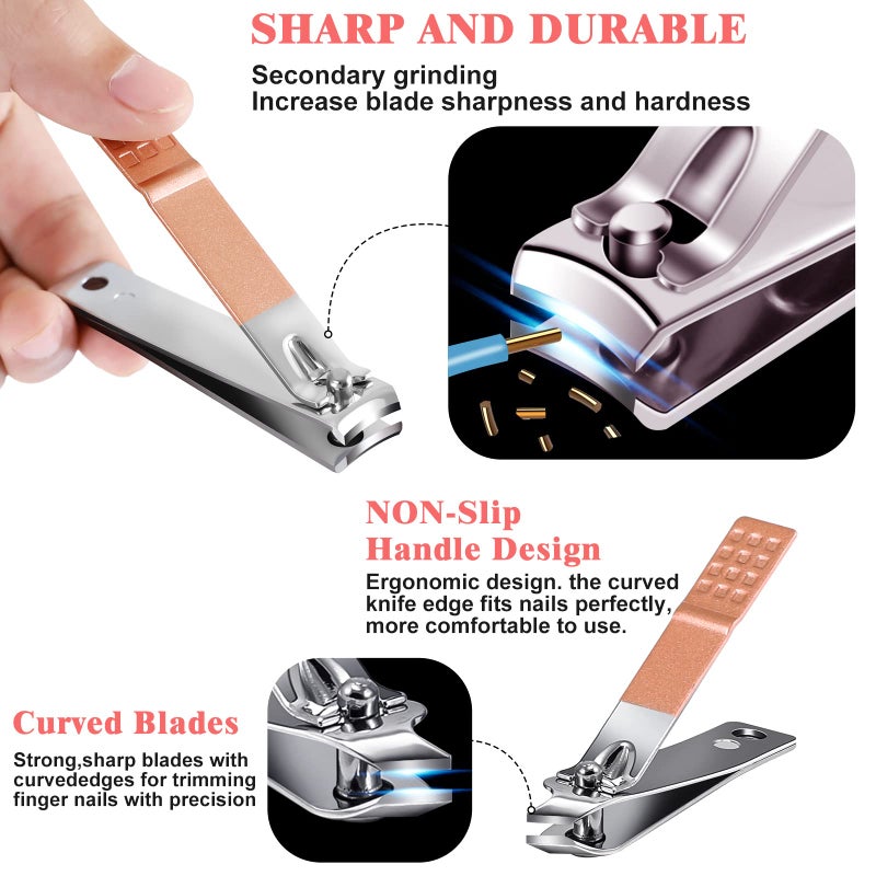 KV.YSHQLNE Manicure Set Pedicure Kit Womens Nail Clippers Set 32 in 1 Professional Grooming Care Tools Nail Kit Including Facial, Fingernails and Toenails Care with Travel Case Women (Rose Pink_32 in 1) - Image 2