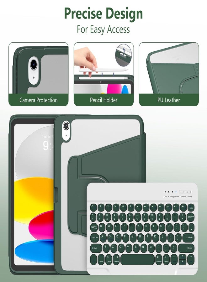 besky for iPad 11th 10th Generation Case with Keyboard, Folio Cover with Pencil Holder, Multi-Touch Trackpad, with Wireless Detachable Backlit Keyboard for iPad (A16) 11th/10th Gen (Blackish Green) - Image 5