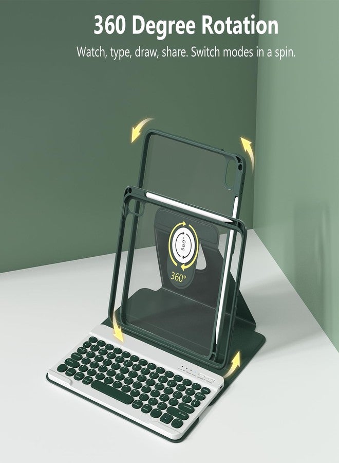 besky for iPad 11th 10th Generation Case with Keyboard, Folio Cover with Pencil Holder, Multi-Touch Trackpad, with Wireless Detachable Backlit Keyboard for iPad (A16) 11th/10th Gen (Blackish Green) - Image 4