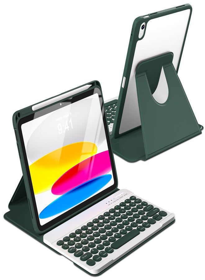 besky for iPad 11th 10th Generation Case with Keyboard, Folio Cover with Pencil Holder, Multi-Touch Trackpad, with Wireless Detachable Backlit Keyboard for iPad (A16) 11th/10th Gen (Blackish Green) - Image 1