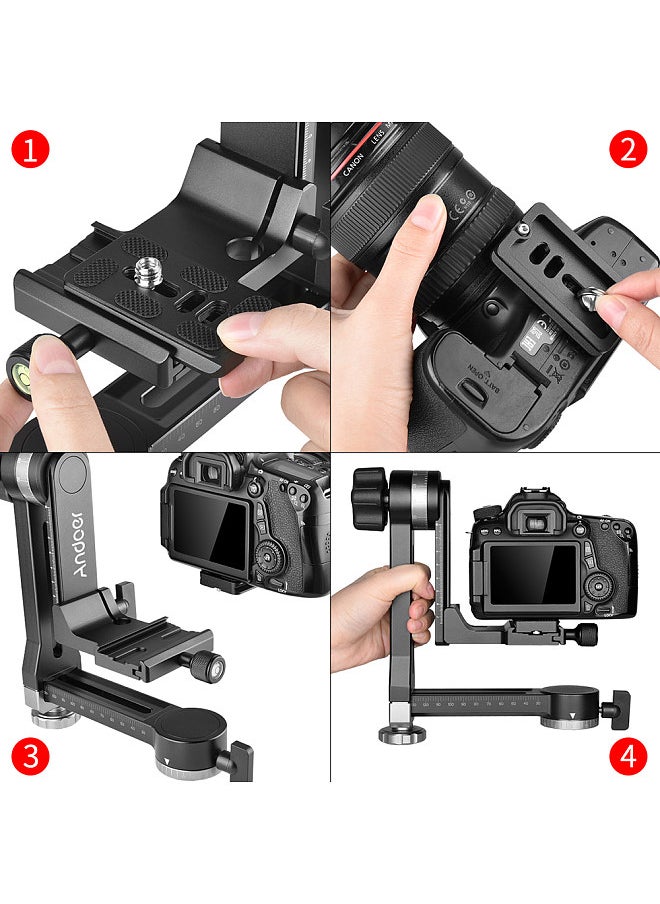 ANDOER - Heavy Duty 360°Panoramic Gimbal Tripod Head Aluminum Alloy 15kg/33lbs Load Capacity with 1/4 Inch & 3/8 Inch Screw Quick Release Plate Bubble Level for DSLR Cameras - Image 1