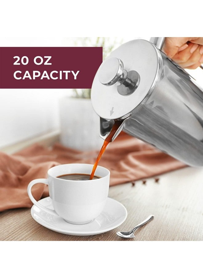 Mueller مويلر ليفينغ ماكينة قهوة فرنسية 20 أونصة، قهوة فرنسية من الفولاذ المقاوم للصدأ، 4 فلاتر مقاومة للحرارة معزولة مزدوجة، خالية من الصدأ، من الدرجة الغذائية، آمنة للغسل في غسالة الصحون - Image 2