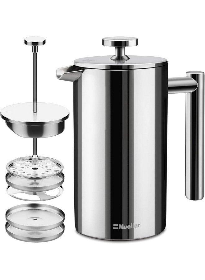 Mueller مويلر ليفينغ ماكينة قهوة فرنسية 20 أونصة، قهوة فرنسية من الفولاذ المقاوم للصدأ، 4 فلاتر مقاومة للحرارة معزولة مزدوجة، خالية من الصدأ، من الدرجة الغذائية، آمنة للغسل في غسالة الصحون - Image 1