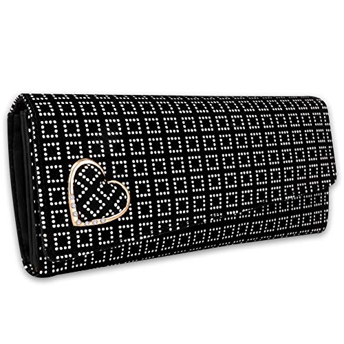 ALSU Women's Black Hand Clutch Wallet Purse_GDU-011BW - Image 1