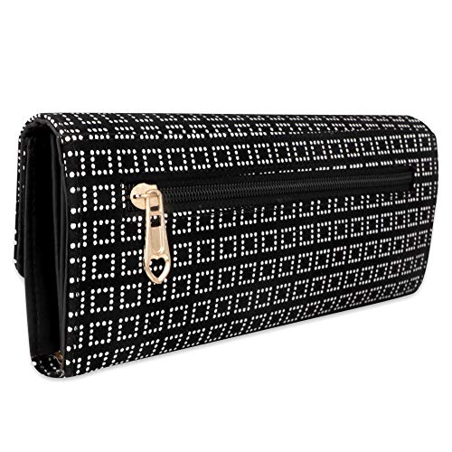 ALSU Women's Black Hand Clutch Wallet Purse_GDU-011BW - Image 4