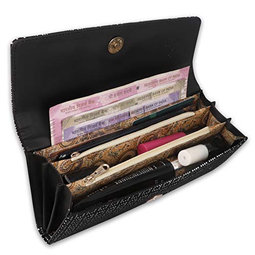 ALSU Women's Black Hand Clutch Wallet Purse_GDU-011BW - Image 5