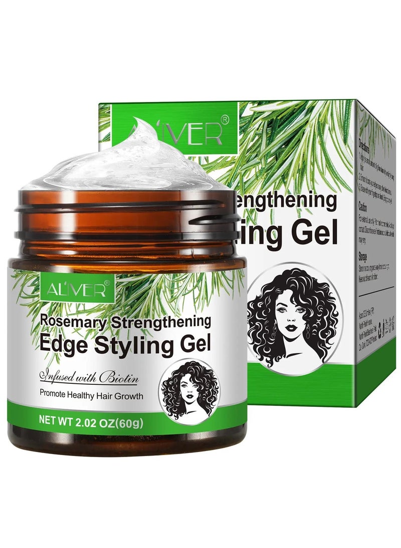 ALIVER 60g Rosemary Edge Styling Gel Promotes Healthy Hair Growth with rosemary & Biotin Edge Control Gel for Flyaway Hair Hair Finishing Gel Hydrating Moisturizing Hair Growth Styling Gel - Image 1