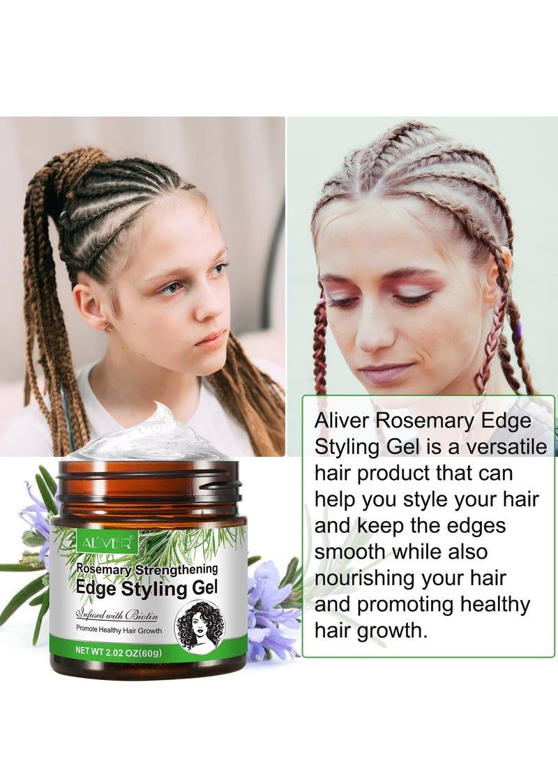 ALIVER 60g Rosemary Edge Styling Gel Promotes Healthy Hair Growth with rosemary & Biotin Edge Control Gel for Flyaway Hair Hair Finishing Gel Hydrating Moisturizing Hair Growth Styling Gel - Image 4