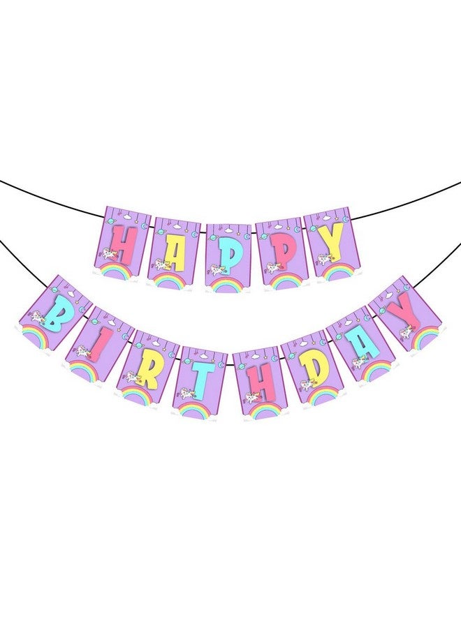 Balloonistics Rainbow Unicorn Theme Happy Banner for Kids Adult Unicorn Birthday - Image 2