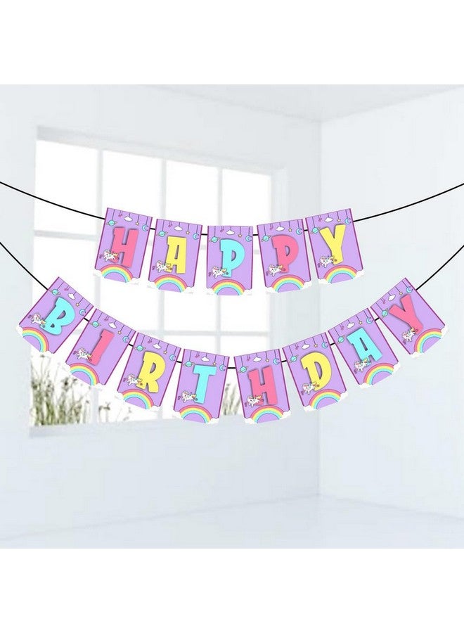 Balloonistics Rainbow Unicorn Theme Happy Banner for Kids Adult Unicorn Birthday - Image 1