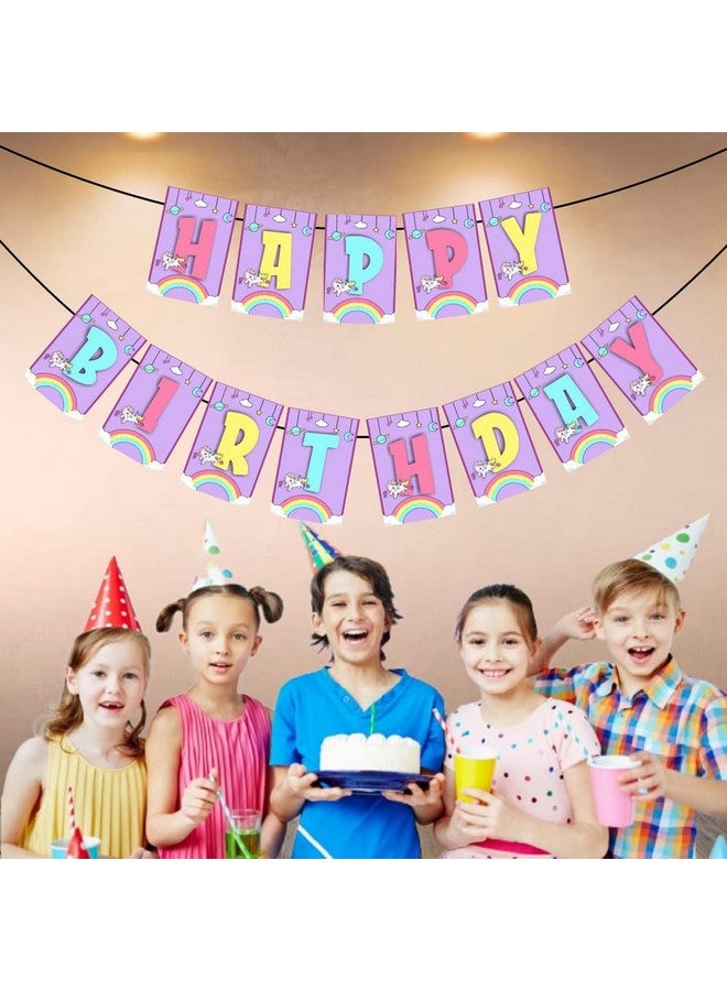 Balloonistics Rainbow Unicorn Theme Happy Banner for Kids Adult Unicorn Birthday - Image 3