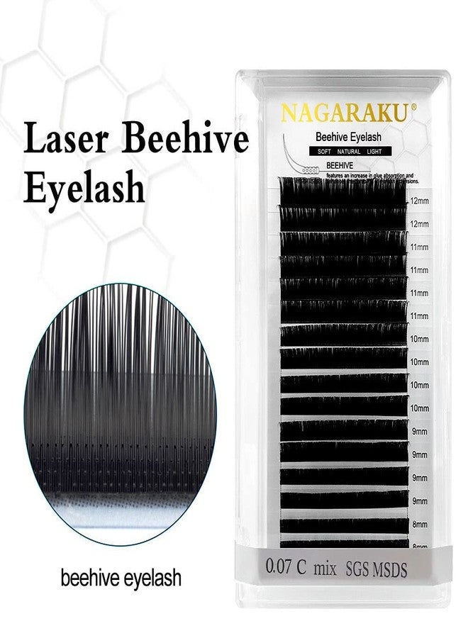 NAGARAKU Laser Beehive Eyelash Extensions Supplies 0.12 D curl Longer Lasting Individual Matte Black Clusters Single Length 16 Rows Beauty Salon (BEL-0.12mm/13mm, Curl-D) - Image 3