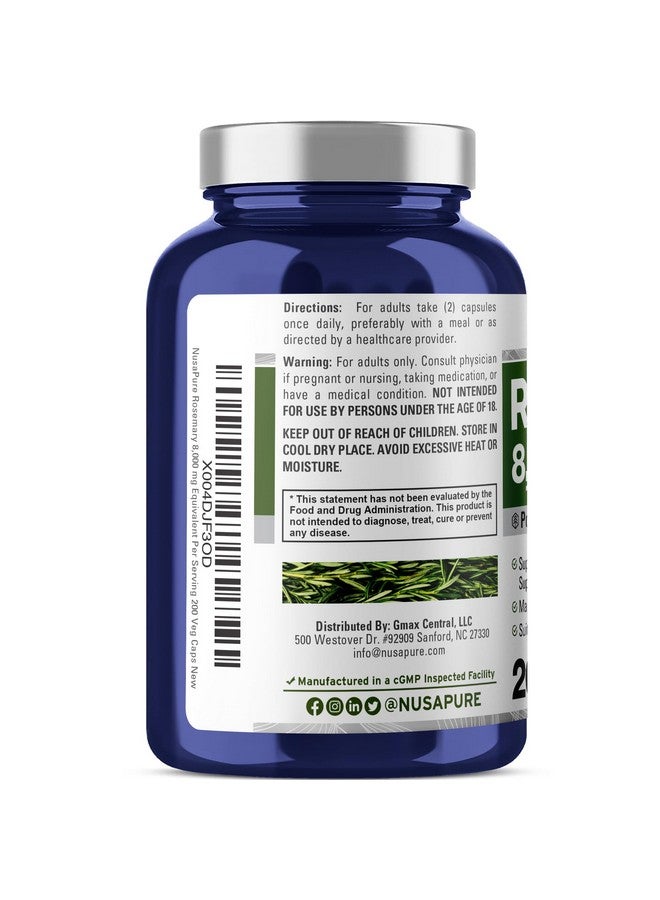 NusaPure Rosemary Capsules | 20:1 Extract, 400 mg Equivalent to 8,000mg | 200 Veggie Caps | Non-GMO - Image 3