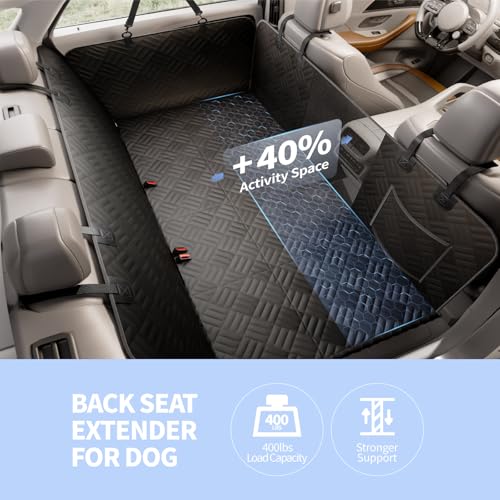 ELLINI Dog Car Seat Cover for Back Seat Hard Bottom Back Seat Extender for Dogs Holds 400lbs 600D Heavy Duty ScratchProof Waterproof Dog Hammock for Car SUV - Image 3
