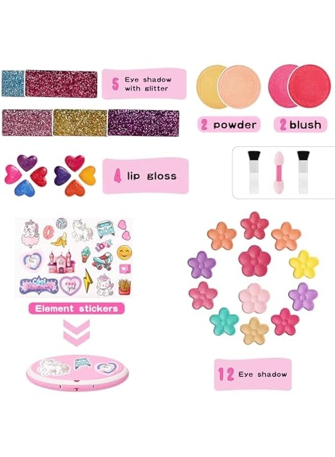 NIBEMINENT Kids Makeup Kit for Girl,Real Make Up Set,Fold Out Makeup Palette with Mirror, Non-Toxic Makeup Kit for Toddler Kid Children Princess,Birthday Gift Toys for Girl 3 4 5 6 7 8 Year Old - Image 2