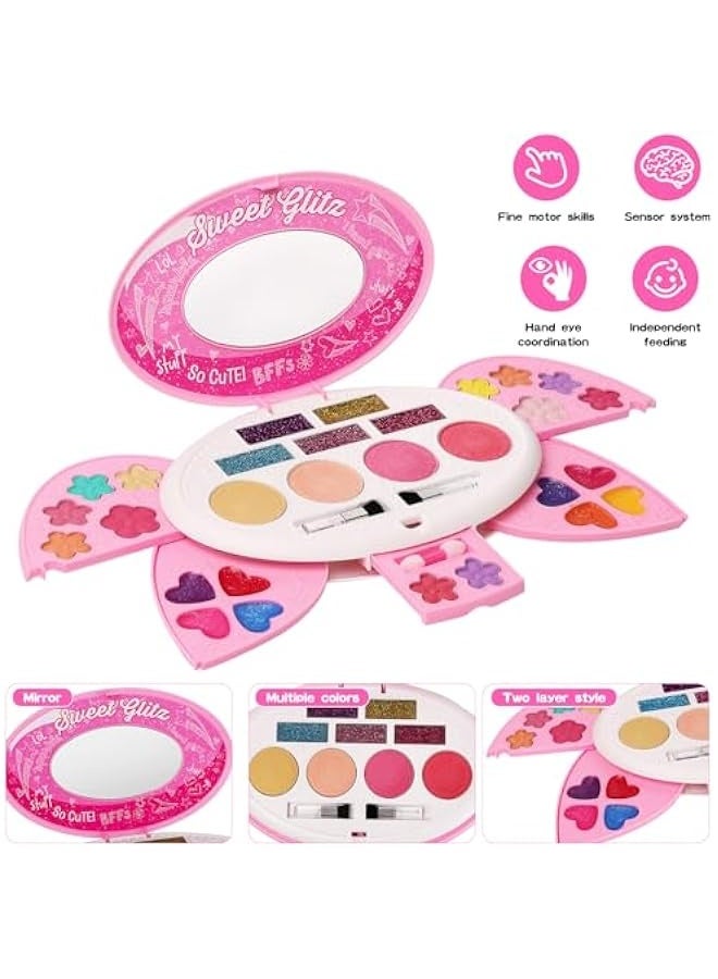 NIBEMINENT Kids Makeup Kit for Girl,Real Make Up Set,Fold Out Makeup Palette with Mirror, Non-Toxic Makeup Kit for Toddler Kid Children Princess,Birthday Gift Toys for Girl 3 4 5 6 7 8 Year Old - Image 4