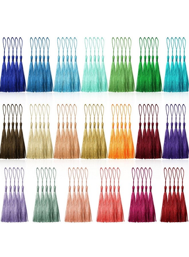 كريتريل 100 قطعة 13 سم/5 بوصة شرابات صغيرة حريرية مصنوعة يدويًا مع حلقات لصنع المجوهرات، إشارات مرجعية للمشاريع ذاتية الصنع 20 لونًا، 5 قطع من كل قطعة - Image 1