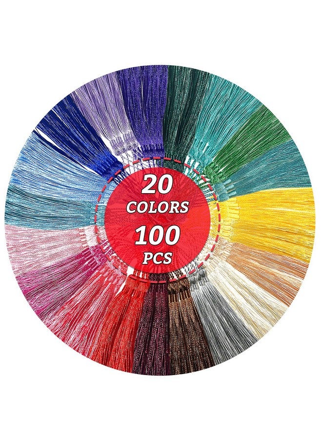 كريتريل 100 قطعة 13 سم/5 بوصة شرابات صغيرة حريرية مصنوعة يدويًا مع حلقات لصنع المجوهرات، إشارات مرجعية للمشاريع ذاتية الصنع 20 لونًا، 5 قطع من كل قطعة - Image 3
