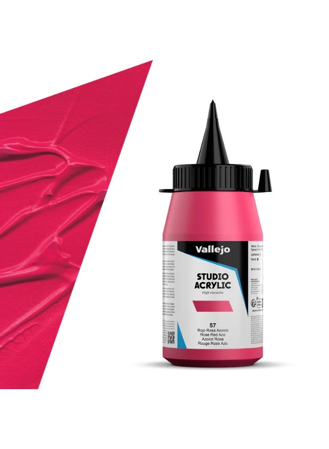 Vallejo Acrylic Studio 57 Rose Red Azo 500ml – High-Quality Acrylic Paint for Art, Miniatures & Models