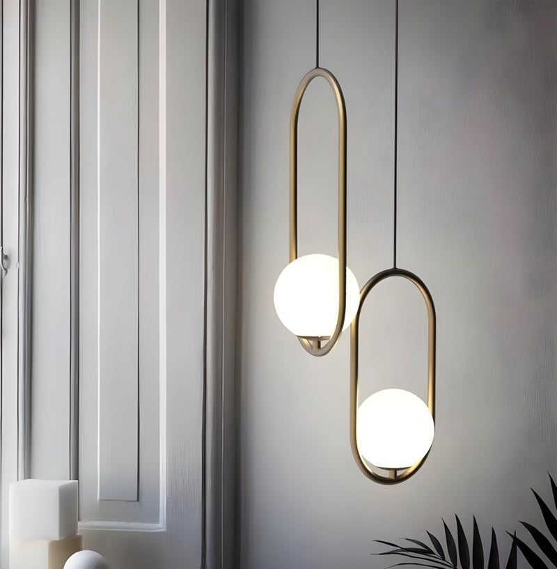 RBSK Classic Desing Metal Capsule Shape Golden Hanging Pendant Ceiling Light Lamp for Living Room, Bedroom, Kitchen, Balcony (Bulb not Included) - Image 5