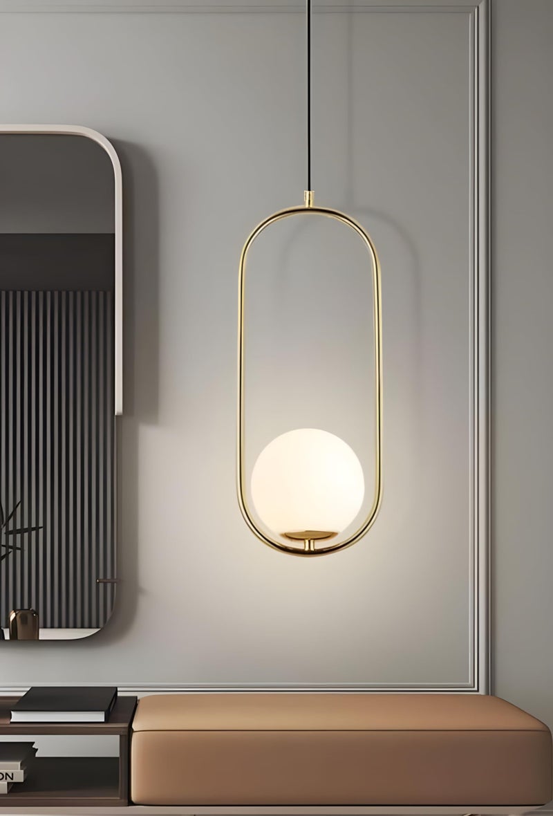 RBSK Classic Desing Metal Capsule Shape Golden Hanging Pendant Ceiling Light Lamp for Living Room, Bedroom, Kitchen, Balcony (Bulb not Included) - Image 4
