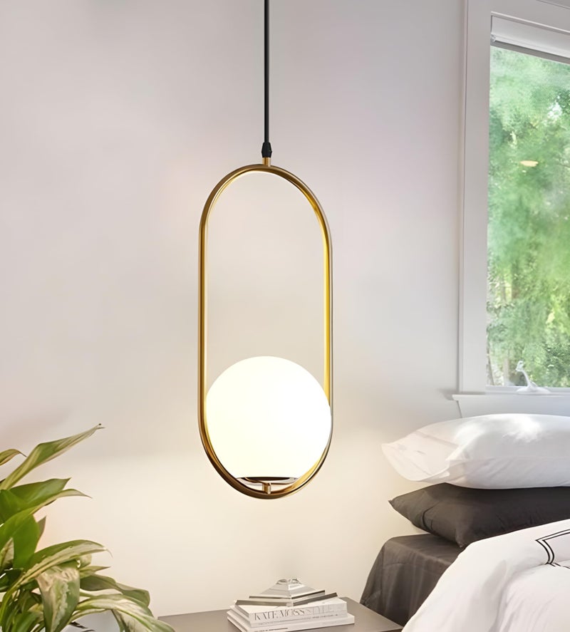 RBSK Classic Desing Metal Capsule Shape Golden Hanging Pendant Ceiling Light Lamp for Living Room, Bedroom, Kitchen, Balcony (Bulb not Included) - Image 2