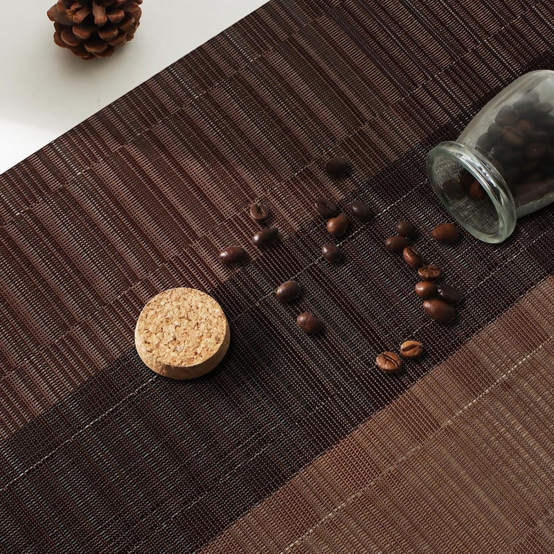 LUCCI LUCCI Placemats HeatResistant Woven Vinyl Placemat NonSlip Washable PVC Table Mat Easy to Clean Premium Plastic Mats for Dining Kitchen Table Set of 4 Black Brown - Image 3