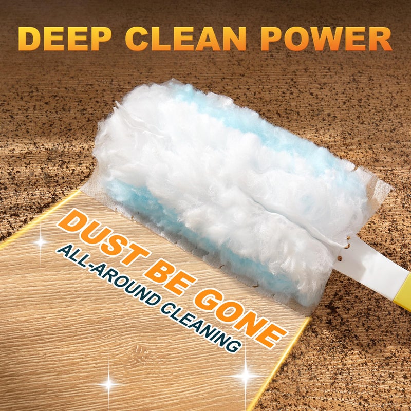 JOYMOOP Disposable Duster for Cleaning, with 2 Handles & 24 Ct Blue Heavy Duty Refills for Swiffer Feather Duster, Household Cleaning Tool for Electronics, Dusting Furniture, Blinds, Pet Hair - Image 2