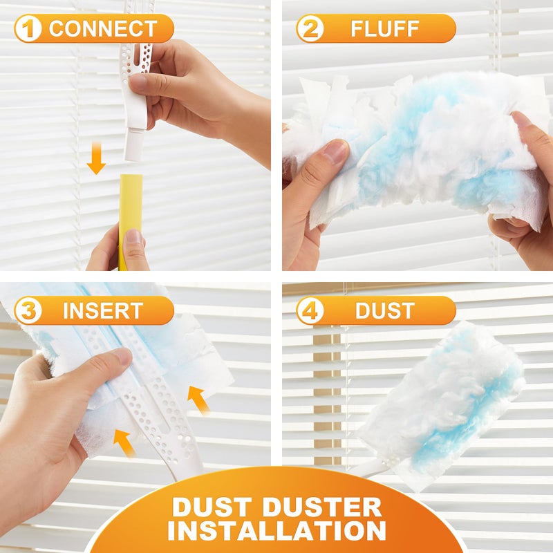 JOYMOOP Disposable Duster for Cleaning, with 2 Handles & 24 Ct Blue Heavy Duty Refills for Swiffer Feather Duster, Household Cleaning Tool for Electronics, Dusting Furniture, Blinds, Pet Hair - Image 4