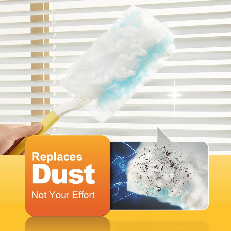 JOYMOOP Disposable Duster for Cleaning, with 2 Handles & 24 Ct Blue Heavy Duty Refills for Swiffer Feather Duster, Household Cleaning Tool for Electronics, Dusting Furniture, Blinds, Pet Hair - Image 3