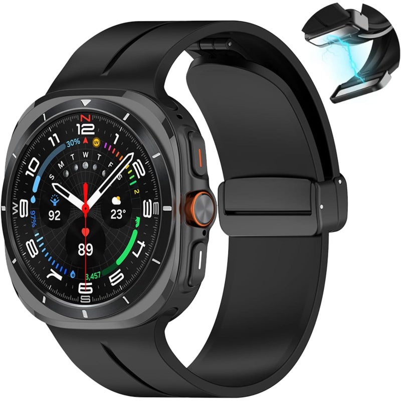 Vurtboly Magnetic D-Buckle Silicone Strap Compatible with Samsung Galaxy Watch 7 Ultra – Rugged No Gap Sport Band - Image 1