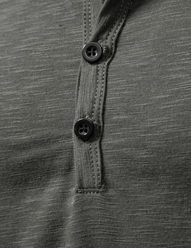 PARKLEES Men's Casual Stretchy Long Sleeve Henley T-Shirt Front Placket Muscle Workout Athletic 4 Buttons Tee Tops Gray Large - Image 5